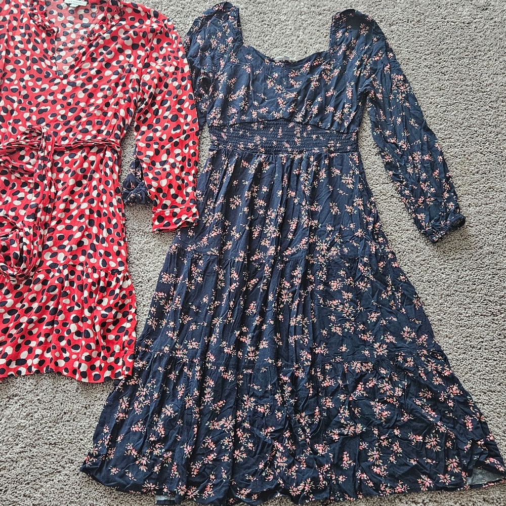 Womens Dress Lot of 4 Size M Floral Polka Dot Cottagecore Boho Spring Wrap Chic - Picture 6 of 7